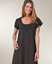 Relax by Miss Elaine Short Sleeve Waltz Length Knit Dress - Black
