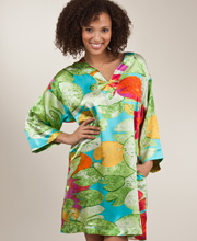 Natori ''N'' Hammered Charmeuse Satin Nightshirt - Water Lilies