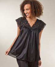 Plus Shadowline Silhouette Flutter Sleeves Pajama Set - Black