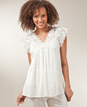Plus Shadowline Silhouette Flutter Sleeves Pajama Set - Ivory