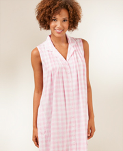 Aria Knit Sleeveless Sleepshirt - Pink Plaid