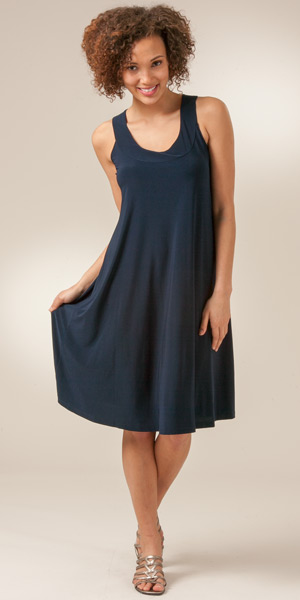 navy a line gown