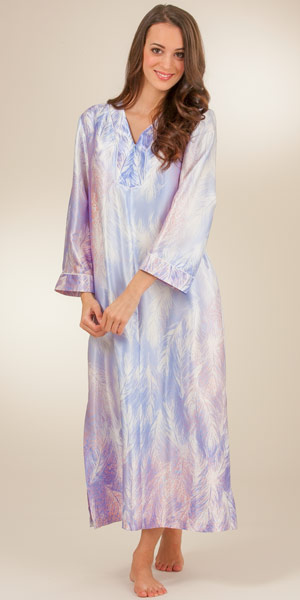 Zip Front Caftan by Oscar de la Renta in Poly Satin - Feathering Bliss