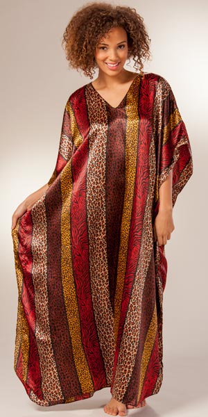 Women's Satin Kaftans - Poly Charmeuse Caftan - Tanzania