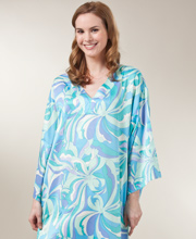 Natori ''N'' Charmeuse Caftan - Mod Swirl Print