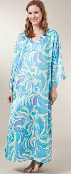 Natori ''N'' Charmeuse Caftan - Mod Swirl Print