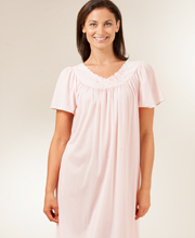 Plus Shadowline Petals Flutter Sleeves Waltz Nightgown - Petal Pink, Rosy Pink, Purple, Red