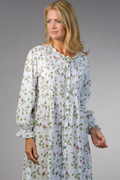 La Cera ''Soft & Easy''  Long Sleeve Cotton Robe/Button-Front Nightgown - Blooming Vines