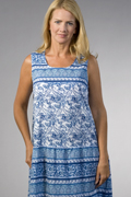Plus La Cera Soft & Easy 100% Cotton Sleeveless dress - Blue Paisley Print
