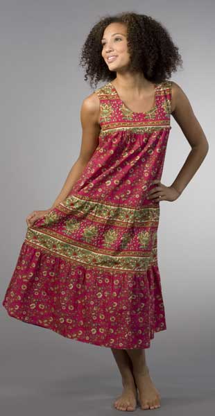 Plus Size Dress ''Easy Fit'' by La Cera 100% Cotton Sleeveless - Cherry Paisley Print