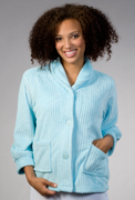 Angel Fleece Ribbed Bed Jacket  -  Aqua