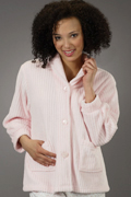 Angel Fleece Bed Jacket Ribbed in Pink