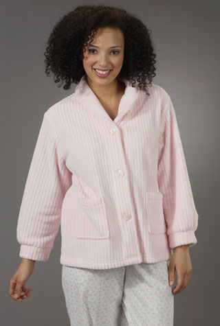 Angel Fleece Bed Jacket Ribbed in Pink