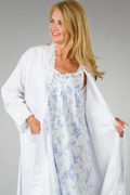 Eileen West Robes - Cotton-Rich Seersucker White Wrap Robe - Ballet Length