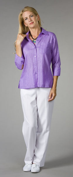 Last Ones Special-Alfred Dunner Medium Length Poly Easy Care Pants -  White