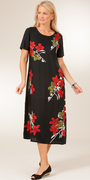 La Cera Long Dress - Tokyo Nights Short Sleeve Rayon Dress