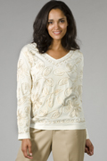 Keren Hart Casual Top - Cotton Knit Long Sleeve Top in Braided Ivory