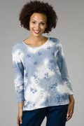 Keren Hart 100% Cotton Knit 3/4-Sleeve Top - Blue Skies