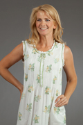 Sleeveless Nightgown by La Cera - Woven Cotton in Texas Rose
