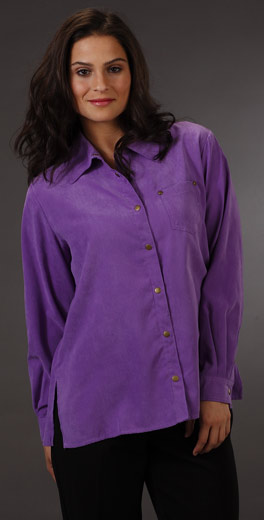 Sale Plus Southern Lady Sueded Collared Blouse - Purple
