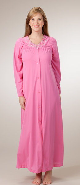 Petals Long Sleeves Long Robe by Shadowline Sleepwear - Rosy Pink