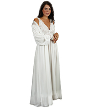 Shadowline Silhouette Long Nightgown/Robe Peignoir Set - Ivory