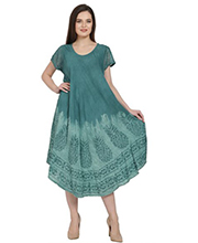 A-Line Dress - One Size Fits Most (Miss & Plus) Short Sleeve Rayon 52" Umbrella Pineapple Block Print Tie Dye in 6 colors