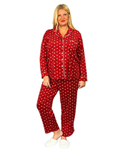 Plus La Cera Minky Fleece Pajamas - in Red Dot