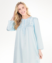 Miss Elaine Brushed Back Satin Long Nightgown in Lacy Blue <span style="color: #ff0000; font-size: small;"><strong>($50.99 with coupon CYBERDAYS) </span style>