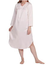 Miss Elaine Brushed Back Satin Nightgown in Pink or Blue