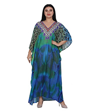 Silk Blend Advance Apparels Kaftan in Peacock Blue - One Size Fits Most