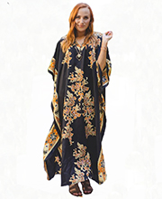 Winlar Women's Satin Charmeuse Caftan in Taylor Black