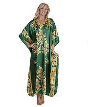 Winlar Women's Satin Charmeuse Caftan in Taylor Emerald Green