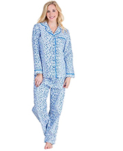 Flannel Pajamas - La Cera 100% Cotton Pajama Set in Blue Snuggles
