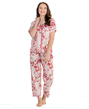 La Cera Cotton Pajamas in Cherry Blossoms Print