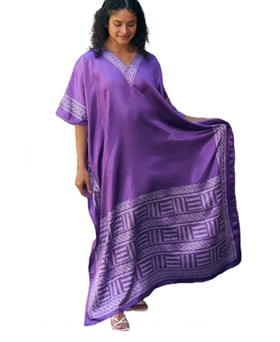 Winlar Caftans - Silky Satin Goddess Kaftan in Electra Purple