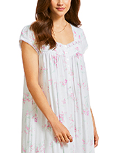 SWEET DREAMS SALE - Cotton Modal (Size Sm & L) Eileen West Cap Sleeve Mid Length Nightgown in Pink Glory