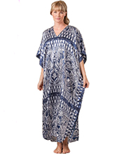 Winlar Satin Charmeuse Poly Kaftan for Loungewear or Beach Wear  - Kesha Navy