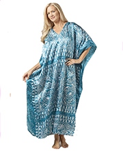 Winlar Silky Satin Charmeuse Caftan - Kesha Turquoise 