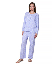 100% Cotton Knit Pajama Set by La Cera in Lilac Floral