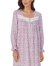 Eileen West Long Sleeve 100% Cotton Nightgown -  Ballet Length in Ditsy Floral 