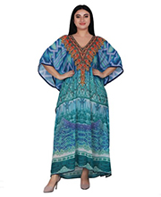 One Size Fits Most Advance Apparels Silk Blend Kaftan in Ocean Blue