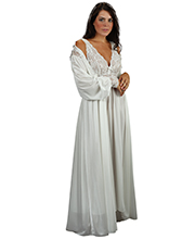 Shadowline Silhouette Long Nightgown/Robe Peignoir Set - Ivory