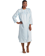 Long Miss Elaine Brushed Back Satin Nightgown in Blue or Pink