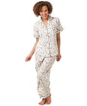  La Cera Cotton Cotton Pajamas in Floral Print in Mint, White & Yellow