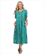 La Cera Short Sleeve Casual Tie-Back Dress Woven in Teal