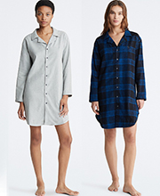 Sale 100% Cotton Flannel Sleepshirt in Blue Plaid or Grey Heather