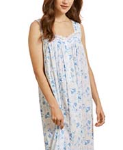SWEET DREAMS SALE - Eileen West Cotton Modal Nightgown - Sleeveless Long Gown in Blue Floral