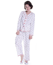 Plus Mistletoe Pajamas 100% Cotton Knit Pajama Set by La Cera in Mistletoe