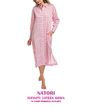 Long Sleeve Infinity Cotton Sateen Button Front Nightgown in Hibiscus Pink (Sizes S-L)